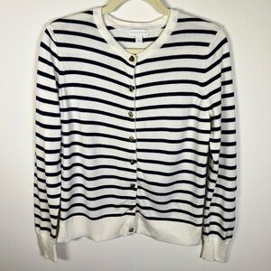 Charter Club Women's Striped Cardigan in Black and White